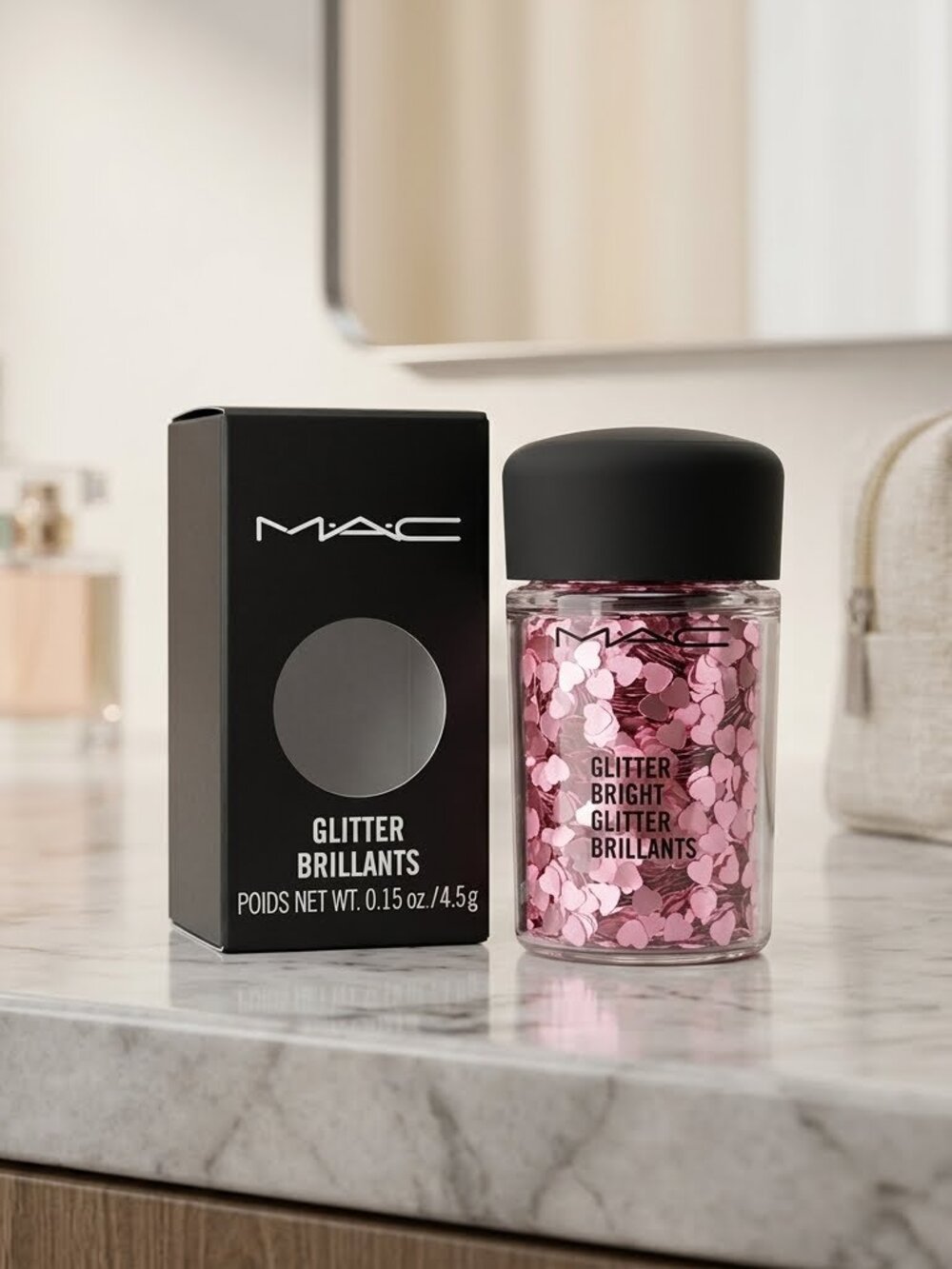 MAC Glitter Brilliants Pink Hearts Holographic Shaping Glitter .15 oz New Box